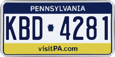PA license plate KBD4281
