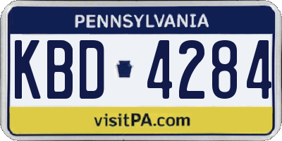PA license plate KBD4284