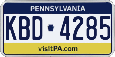PA license plate KBD4285