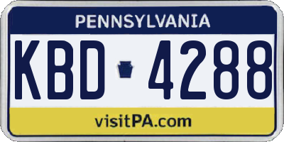 PA license plate KBD4288