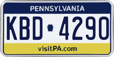 PA license plate KBD4290