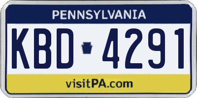 PA license plate KBD4291