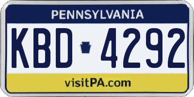 PA license plate KBD4292