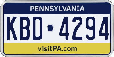 PA license plate KBD4294