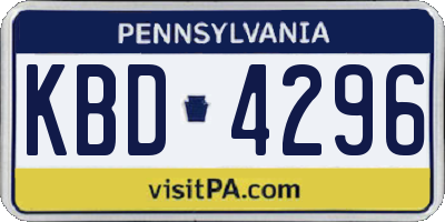 PA license plate KBD4296