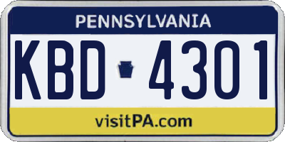 PA license plate KBD4301