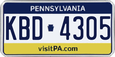PA license plate KBD4305
