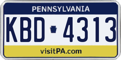 PA license plate KBD4313