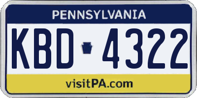 PA license plate KBD4322