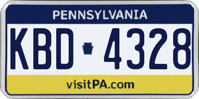 PA license plate KBD4328