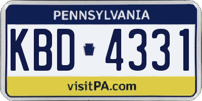 PA license plate KBD4331