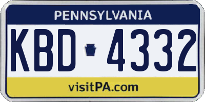 PA license plate KBD4332