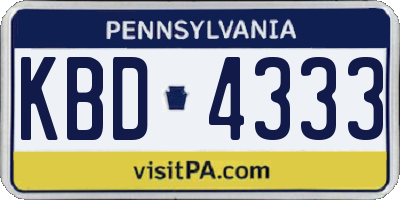PA license plate KBD4333