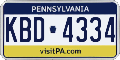 PA license plate KBD4334