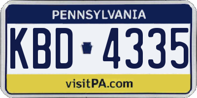 PA license plate KBD4335