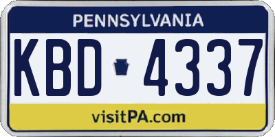 PA license plate KBD4337