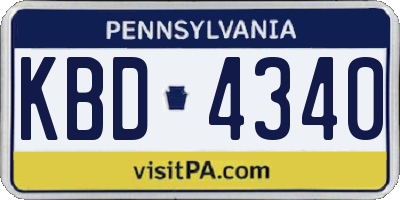 PA license plate KBD4340