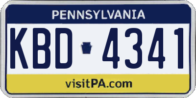 PA license plate KBD4341