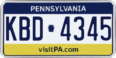 PA license plate KBD4345