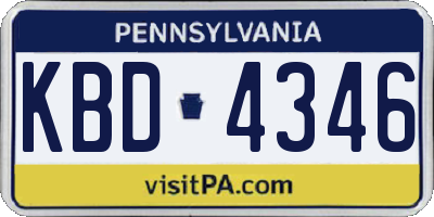 PA license plate KBD4346