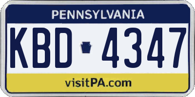 PA license plate KBD4347