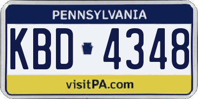 PA license plate KBD4348