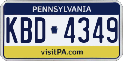 PA license plate KBD4349