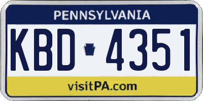 PA license plate KBD4351