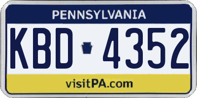 PA license plate KBD4352