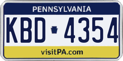 PA license plate KBD4354