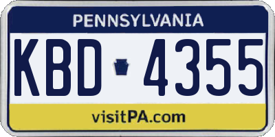 PA license plate KBD4355