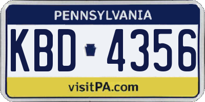 PA license plate KBD4356