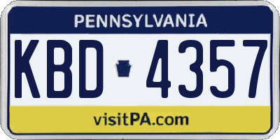 PA license plate KBD4357