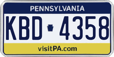 PA license plate KBD4358