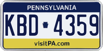 PA license plate KBD4359