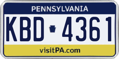 PA license plate KBD4361