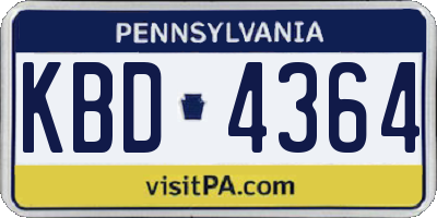 PA license plate KBD4364