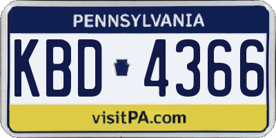 PA license plate KBD4366