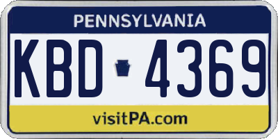 PA license plate KBD4369