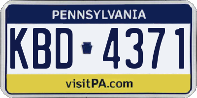 PA license plate KBD4371