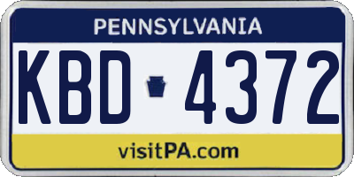 PA license plate KBD4372