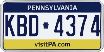 PA license plate KBD4374
