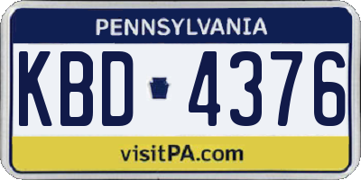 PA license plate KBD4376