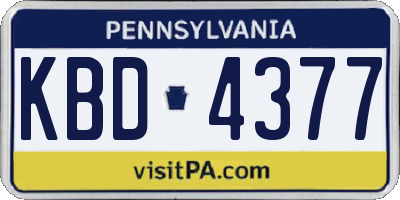 PA license plate KBD4377