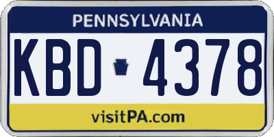 PA license plate KBD4378