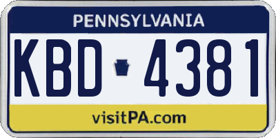 PA license plate KBD4381