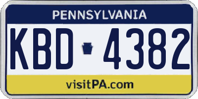 PA license plate KBD4382