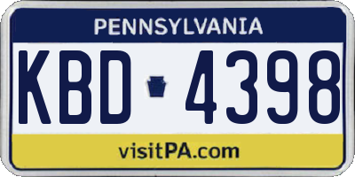 PA license plate KBD4398