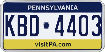 PA license plate KBD4403