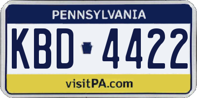 PA license plate KBD4422